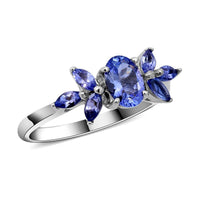 Tanzanite Ring in Platinum Over Sterling Silver 1.25 ctw