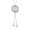 Austrian Crystal and White Aurora Borealis Glass Necklace in Silvertone 18-36 Inches - Sticky add to cart bar