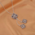 Gray Austrian Crystal Lariat Pendant Necklace in Silvertone 18-36 Inches - Sticky add to cart bar