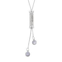 Austrian Crystal Lariat Pendant Necklace 18-36 Inches in Silvertone