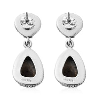 Artisan Crafted White Buffalo Dangle Earrings in Sterling Silver 17.75 ctw