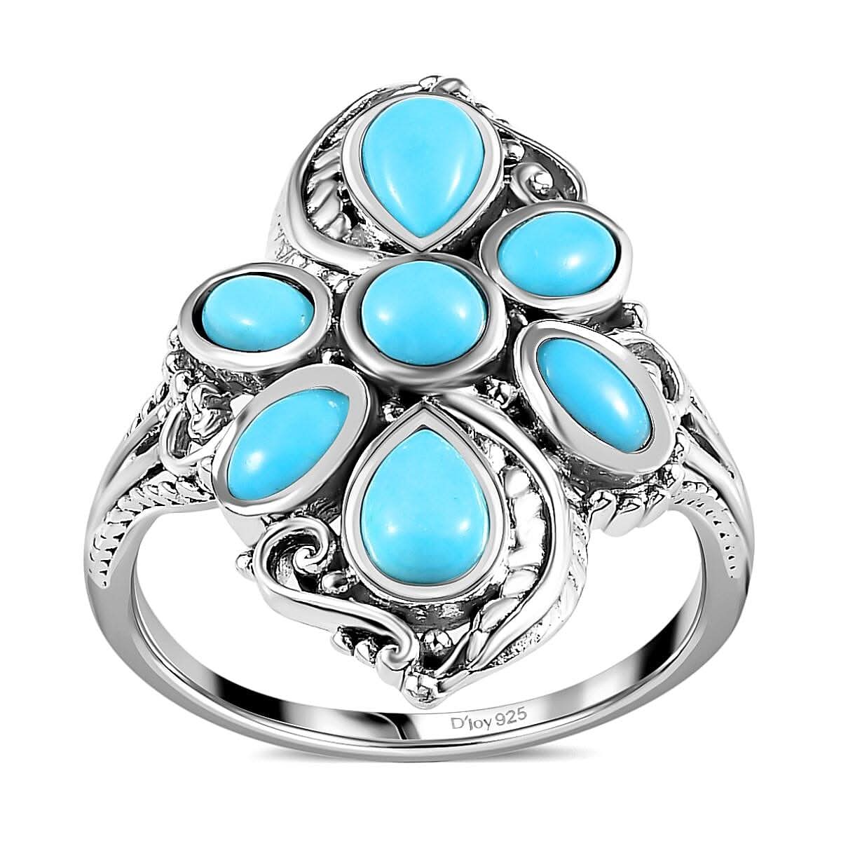 Artisan Crafted American Natural Sleeping Beauty Turquoise Ring in Sterling Silver 2.15 ctw