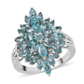 Madagascar Paraiba Apatite Ring in Platinum Over Sterling Silver 3.15 ctw - Sticky add to cart bar