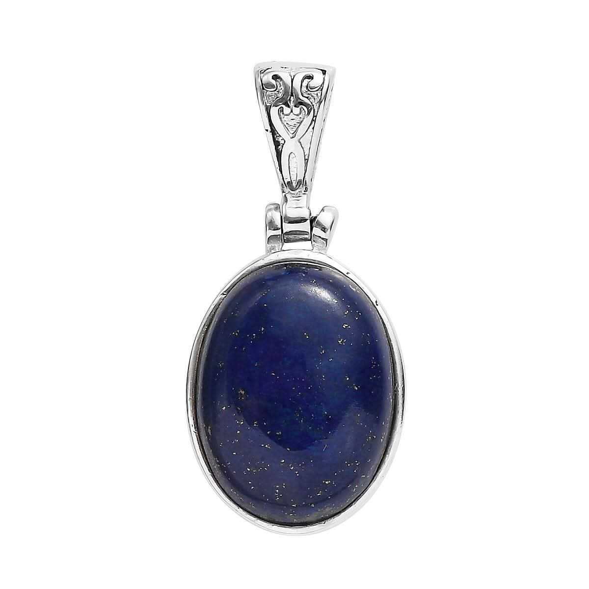 Lapis Lazuli Solitaire Pendant in Stainless Steel 10.25 ctw