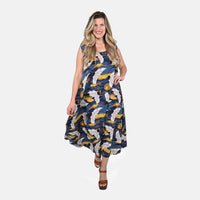 TAMSY Blue Bird A-Line Midi Dress - One Size Fits Most (48.8"x49.2")