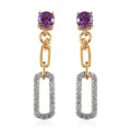 Amethyst and White Zircon Dangling Earrings in Vermeil Yellow Gold Over Sterling Silver 1.40 ctw - Sticky add to cart bar