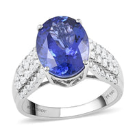 Doorbuster Certified & Appraised RHAPSODY 950 Platinum AAAA Tanzanite and E-F VS Diamond Ring 9.55 Grams 6.60 ctw