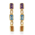 Multi Gemstone Dangling Earrings in Vermeil Yellow Gold Over Sterling Silver 1.90 ctw - Sticky add to cart bar