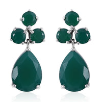 Verde Onyx Dangle Earrings in Platinum Over Sterling Silver 11.65 ctw