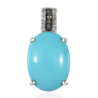 Sleeping Beauty Turquoise, Natural Champagne and White Diamond Pendant without Chain in Platinum Over Sterling Silver 9.30 ctw