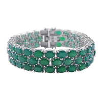 Verde Onyx Three-Row Bracelet in Platinum Over Sterling Silver (6.50 In) 25.20 Grams 41.60 ctw