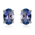 Luxoro 10K White Gold Premium Peacock Tanzanite Solitaire Stud Earrings 1.00 ctw - Sticky add to cart bar