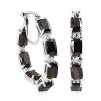 Elite Shungite and Natural White Zircon Inside Out Hoop Earrings in Platinum Over Sterling Silver 5.25 ctw