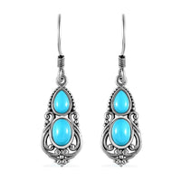 Artisan Crafted Sleeping Beauty Turquoise Lever Back Earrings in Sterling Silver 2.30 ctw