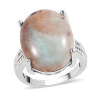 Premium Natural Zimbaprase, Natural Champagne and White Diamond Ring in Platinum Over Sterling Silver 17.80 ctw