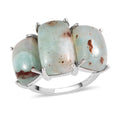 Natural Zimbaprase and Moissanite 3 Stone Ring in Platinum Over Sterling Silver 16.50 ctw - Sticky add to cart bar