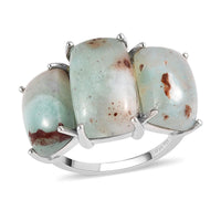Natural Zimbaprase and Moissanite 3 Stone Ring in Platinum Over Sterling Silver 16.50 ctw