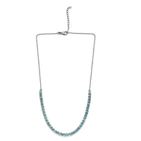 Asscher Cut Madagascar Paraiba Apatite Necklace 18 Inches in Platinum Over Sterling Silver 14.00 ctw