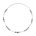 Lapis Lazuli Beaded Station and Paper Clip Chain Necklace (30 Inches) in Stainless Steel 50.00 ctw - Sticky add to cart bar