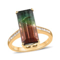 LUXORO 14K Yellow Gold AAA Bi-Color Tourmaline and G-H I3 Diamond Ring 3.50 Grams 8.10 ctw - Sticky add to cart bar
