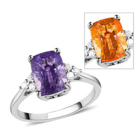 Rare Find LUXORO 14K White Gold AAA Color Change Hackmanite and G-H I2 Diamond Ring 3 Grams 2.25 ctw