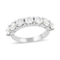 Brilliant Cut Moissanite 7 Stone Ring in Platinum Over Sterling Silver (Size 7.0) (Delivery in 10-12 Business Days) 2.10 ctw