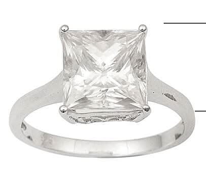 Princess Cut Moissanite (Sqr 9mm) Solitaire Ring in Platinum Over Sterling Silver (Size 7.0) (Delivery in 10-12 Business Days) 5.00 ctw