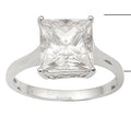 Princess Cut Moissanite (Sqr 9mm) Solitaire Ring in Platinum Over Sterling Silver (Size 7.0) (Delivery in 10-12 Business Days) 5.00 ctw - Sticky add to cart bar