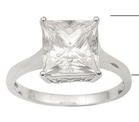 Princess Cut Moissanite (Sqr 9mm) Solitaire Ring in Platinum Over Sterling Silver (Size 7.0) (Delivery in 10-12 Business Days) 5.00 ctw