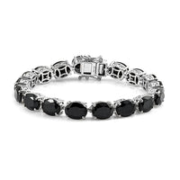 Australian Black Tourmaline Bracelet in Platinum Over Sterling Silver (6.50 In) 11.60 Grams 30.50 ctw