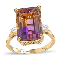 LUXORO 10K Yellow Gold AAA Anahi Ametrine and Diamond Ring 2.50 Grams 7.85 ctw