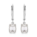Emerald Cut Moissanite Lever Back Earrings in Platinum Over Sterling Silver 2.10 ctw - Sticky add to cart bar