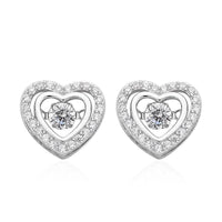 Simulated Diamond Dancing Stone Heart Earrings in Rhodium Over Sterling Silver 1.50 ctw