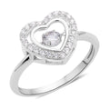 Simulated Diamond Dancing Stone Heart Ring in Rhodium Over Sterling Silver 0.75 ctw - Sticky add to cart bar