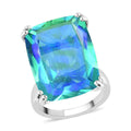 Peacock Quartz Solitaire Ring in Platinum Over Sterling Silver 25.00 ctw - Sticky add to cart bar
