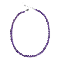 Amethyst Beaded Necklace 18-20 Inches in Stainless Steel 130.00 ctw