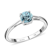 Doorbuster Certified & Appraised ILIANA 18K White Gold AAA Santa Maria Aquamarine Solitaire Ring 2.30 Grams 1.00 ctw