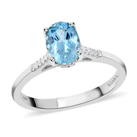 Doorbuster Certified & Appraised ILIANA Doorbuster 18K White Gold AAA Santa Maria Aquamarine and G-H SI Diamond Ring 3 Grams 1.35 ctw