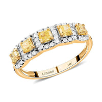 SGL Certified Luxoro 14K Yellow Gold I1-I2 Natural Yellow and White Diamond Ring 1.00 ctw