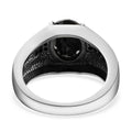 Natural Thai Black Spinel Men's Ring in Stainless Steel 4.65 ctw - Sticky add to cart bar