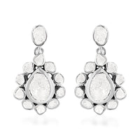 Polki Diamond Earrings in Platinum Over Sterling Silver 2.50 ctw