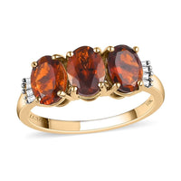 LUXORO 10K Rose Gold Natural Tanzanian Golden Tourmaline and Diamond Trigoly Ring 2.50 Grams 2.35 ctw