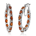 Golden Tourmaline and White Zircon Inside Out Hoop Earrings in Platinum Over Sterling Silver 5.40 ctw - Sticky add to cart bar