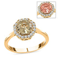 Certified and Appraised Iliana 18K Yellow Gold AAA Turkizite and G-H SI Diamond Halo Ring 1.90 ctw - Sticky add to cart bar