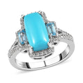 American Natural Sleeping Beauty Turquoise and Multi Gemstone Ring in Platinum Over Sterling Silver 3.15 ctw - Sticky add to cart bar