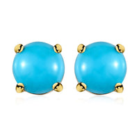 Sleeping Beauty Turquoise Solitaire Stud Earrings in Vermeil Yellow Gold Over Sterling Silver 2.15 ctw