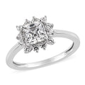 LUXORO 10K White Gold Asscher Zirconia from Swarovski Sunburst Ring 2 Grams 1.55 ctw - Sticky add to cart bar
