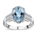 LUXORO 10K White Gold Premium Espirito Santo Aquamarine and Diamond Ring (Size 10.0) 3 Grams 3.40 ctw - Sticky add to cart bar