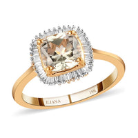 Iliana 18K Yellow Gold AAA Turkizite and G-H SI Diamond Halo Ring