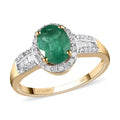 LUXORO 10K Yellow Gold AAA Kagem Zambian Emerald and Diamond Halo Ring (Size 6.0) 2.40 Grams 1.40 ctw - Sticky add to cart bar